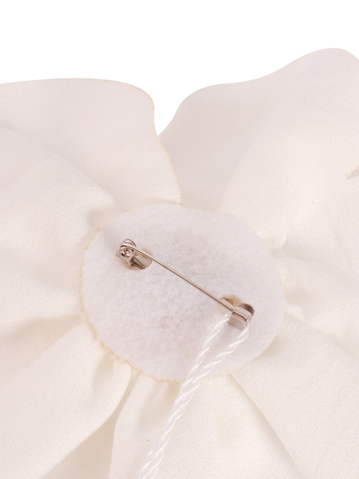 Viscose crepe flower brooch White