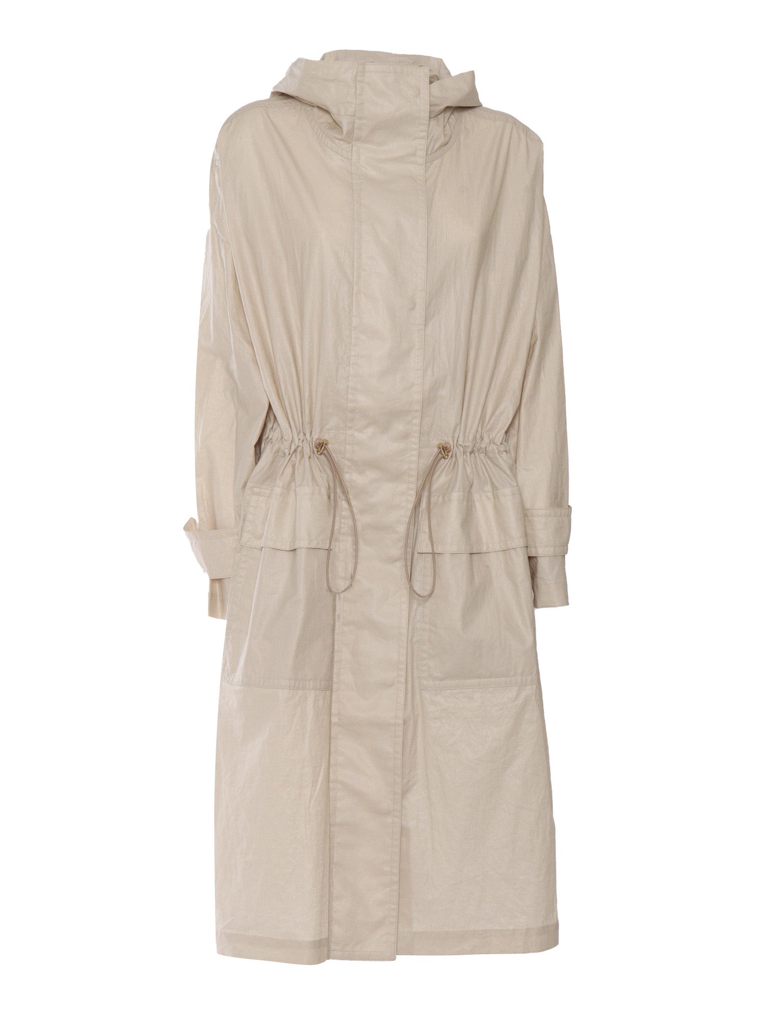 HOODED LONG PARKA COAT Beige