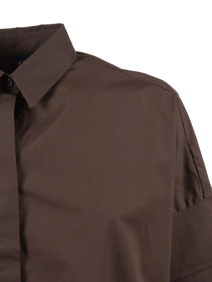 3-4 SLEEVE SHIRT Brown Cotton Elastane