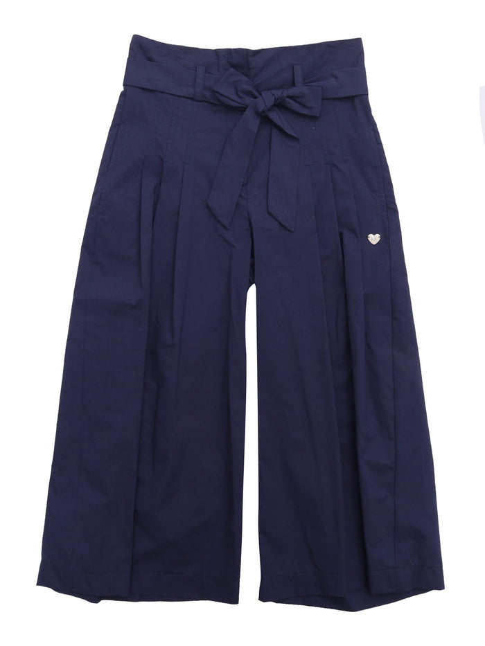 CROPPED POPELINE PANTS Blue Cotton