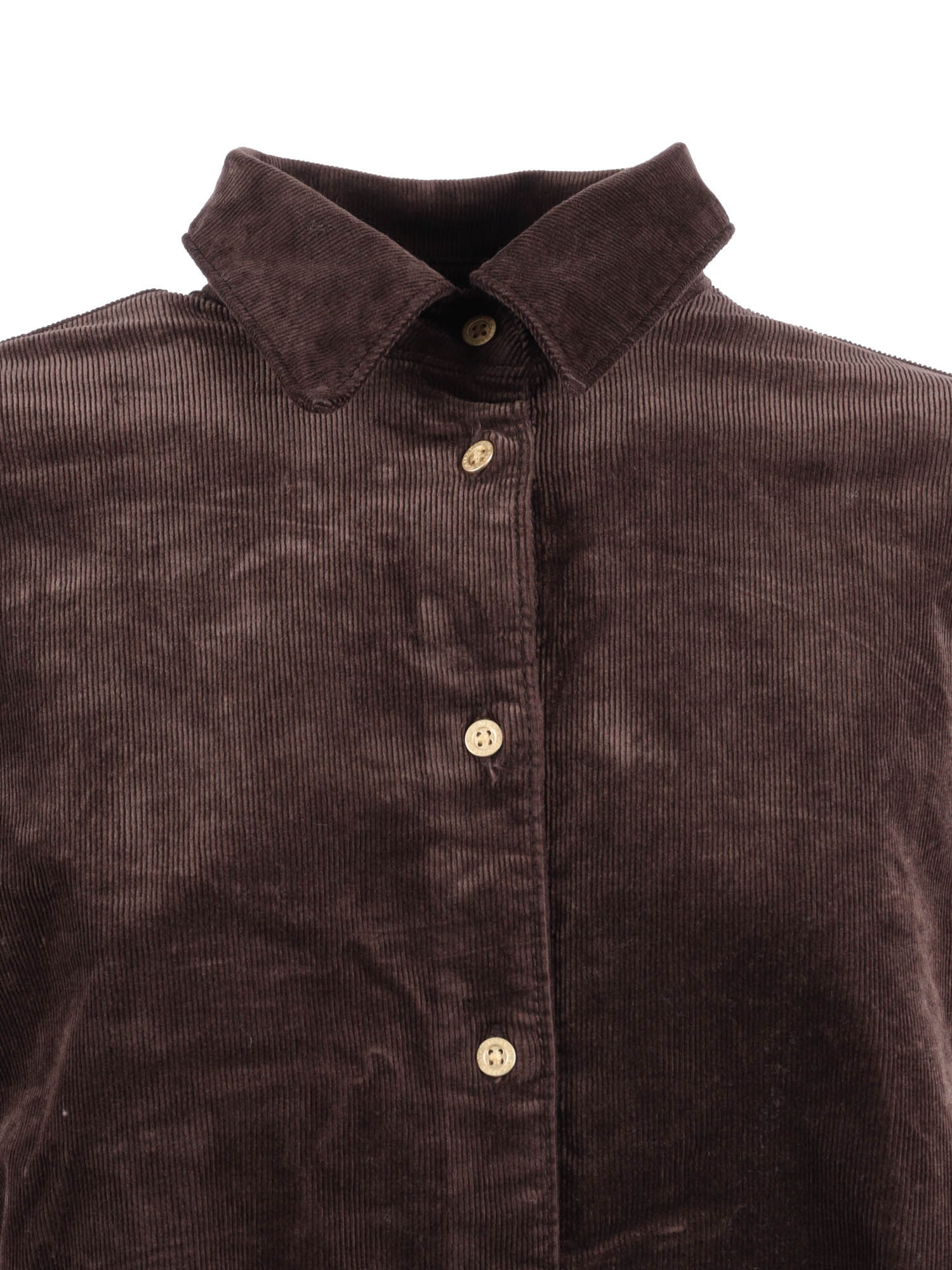 NINA CROPPED SHIRT Corduroy Coffee Bean Brown