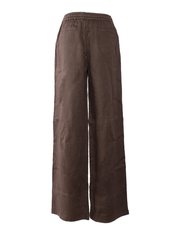 EASY PANTS WITH DRAWSTRING Brown Linen