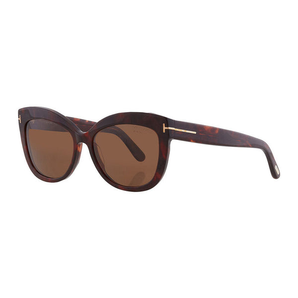 Tom Ford Sunglasses Cat Eye Full Rim, Red Havana Frame And Brown Polarized Lens Ft052454h