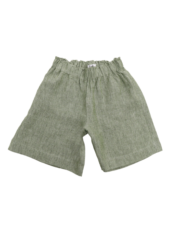 Green Linen Bermuda Shorts