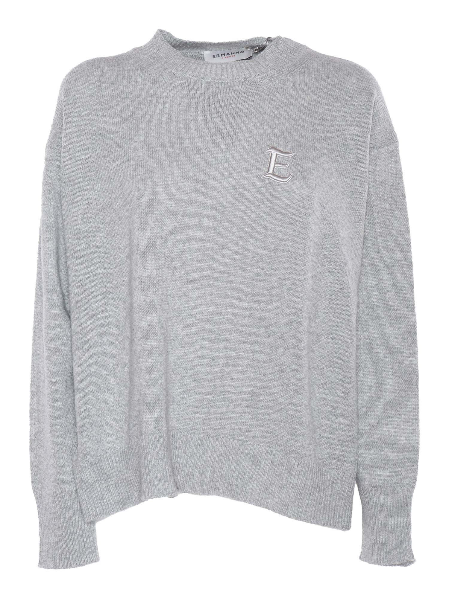 KNITTED FABRIC WITH INSERT Grey Crewneck