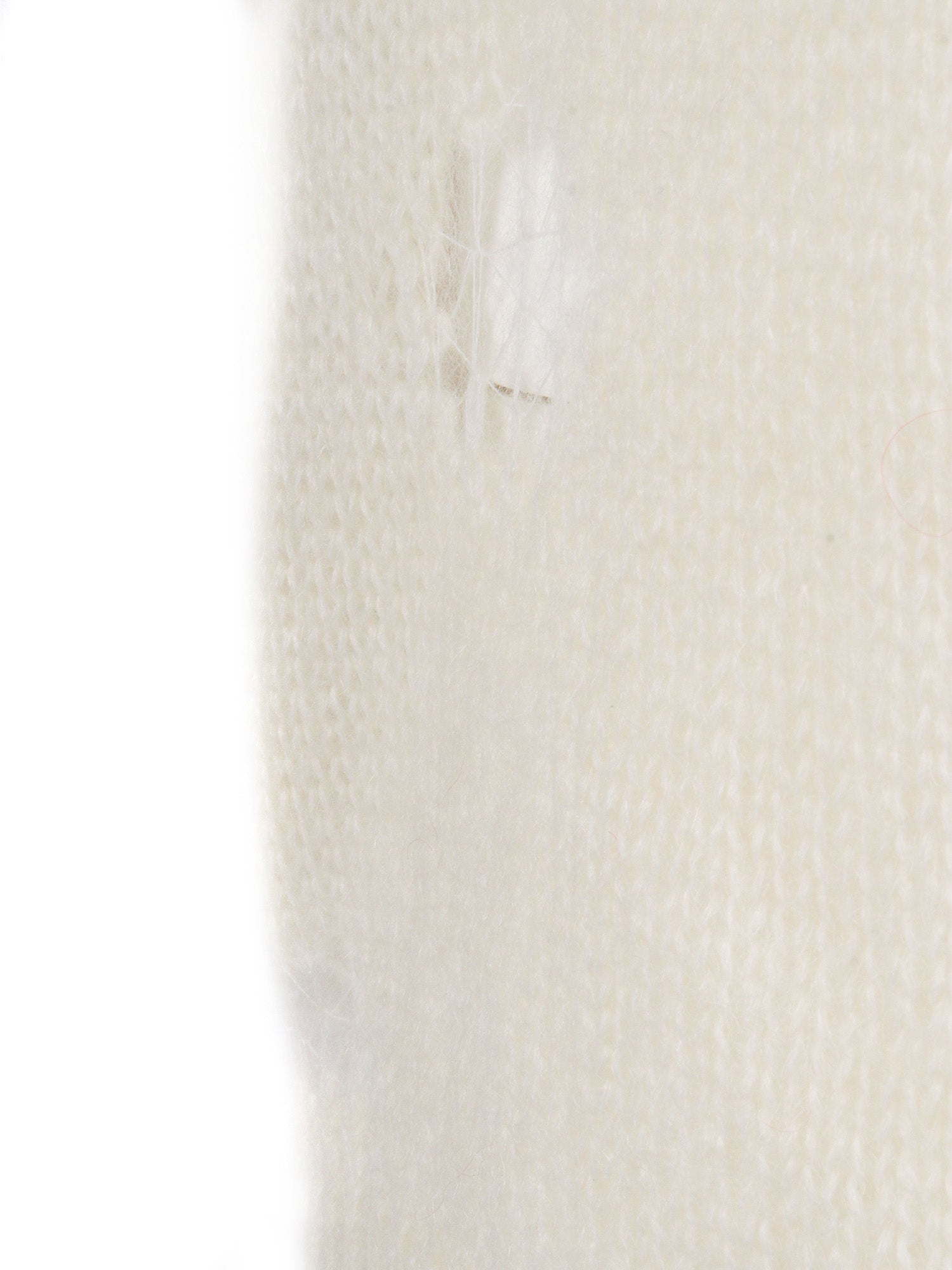 Mohair Ripped Effect Crewneck Sweater With Gold Detail White Nylon Virgin Wool