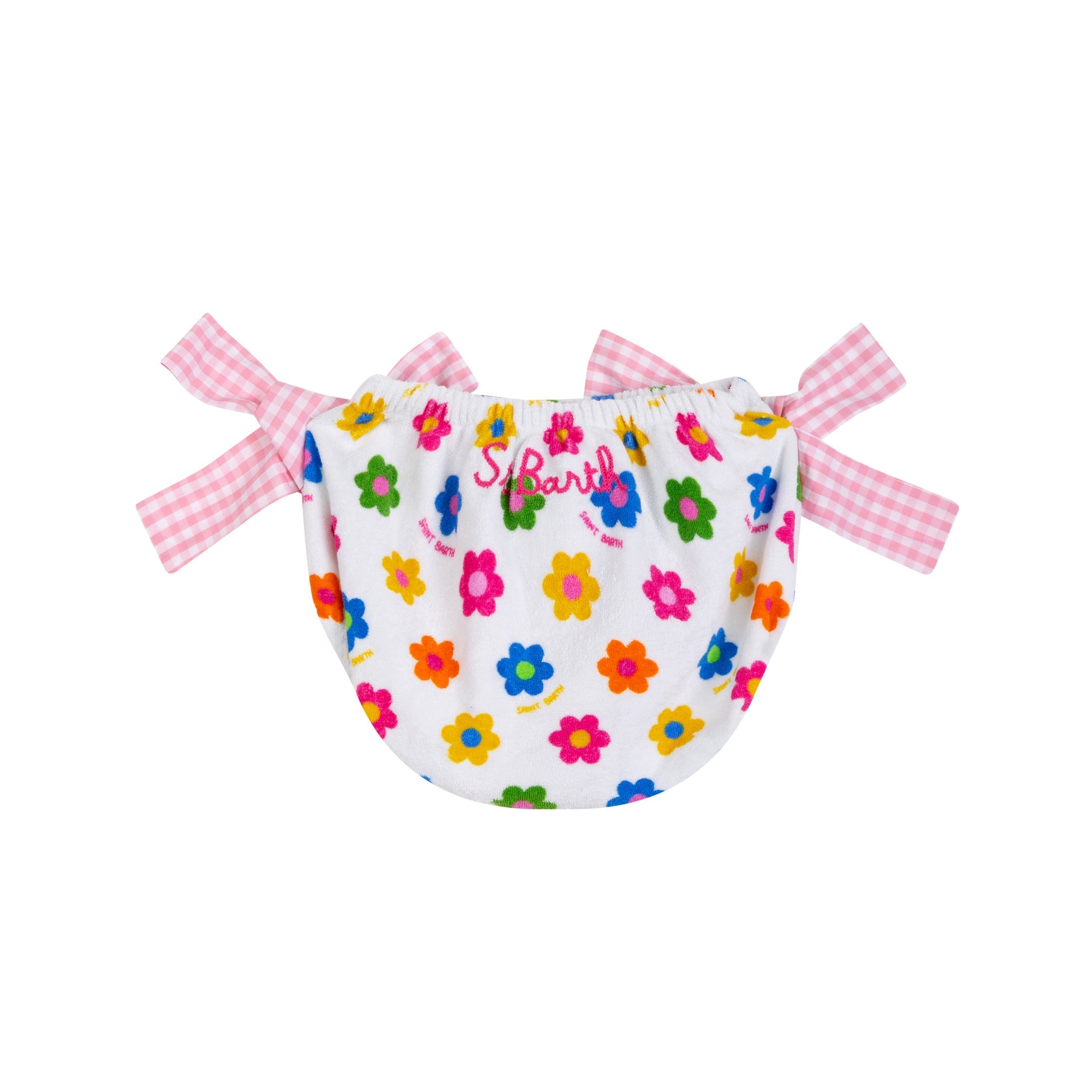 Baby Girl Terry Swim Briefs With Daisy Print Pink Bottom