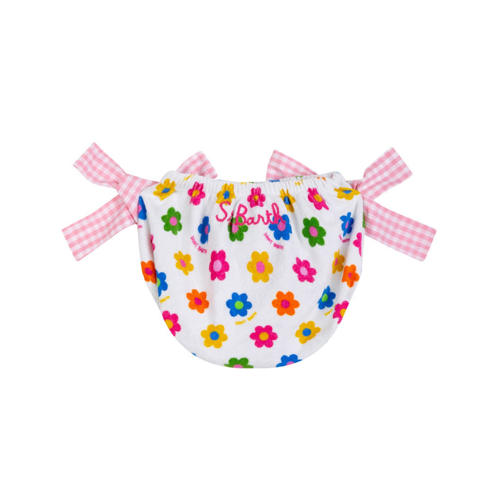 Baby Girl Terry Swim Briefs With Daisy Print Pink Bottom
