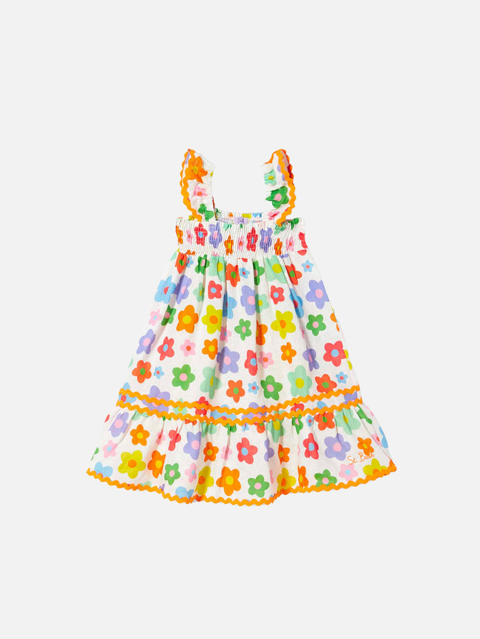 Girl Dress With Multicolor Flowers __single__
