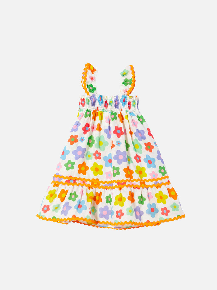 Girl Dress With Multicolor Flowers __single__