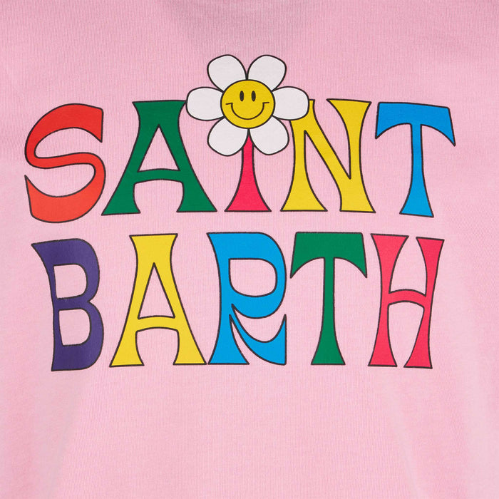 Girl T-Shirt With Saint Barth Logo And Daisy Pink