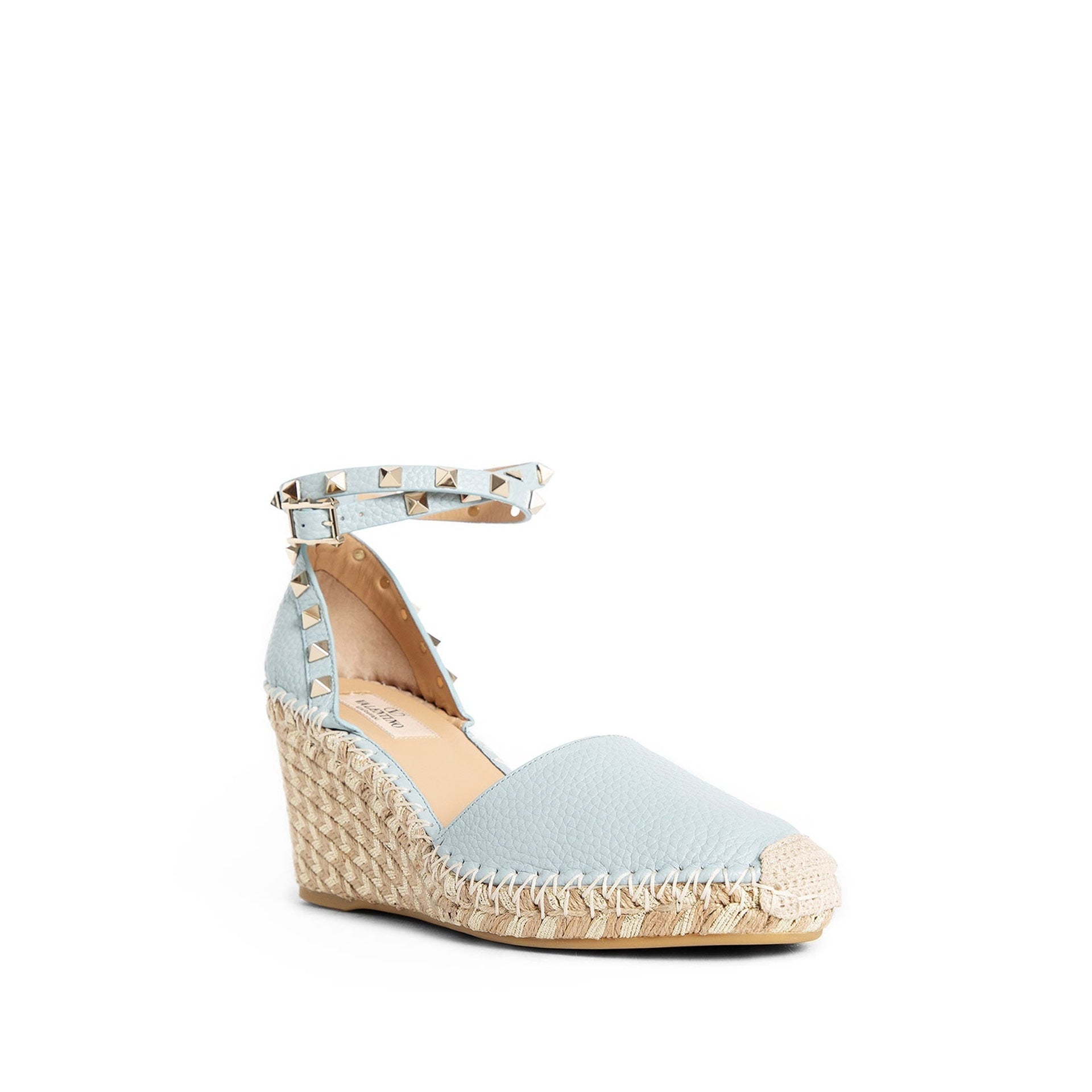 Garavani Rockstud Wedge Sandals Blue Calf Leather
