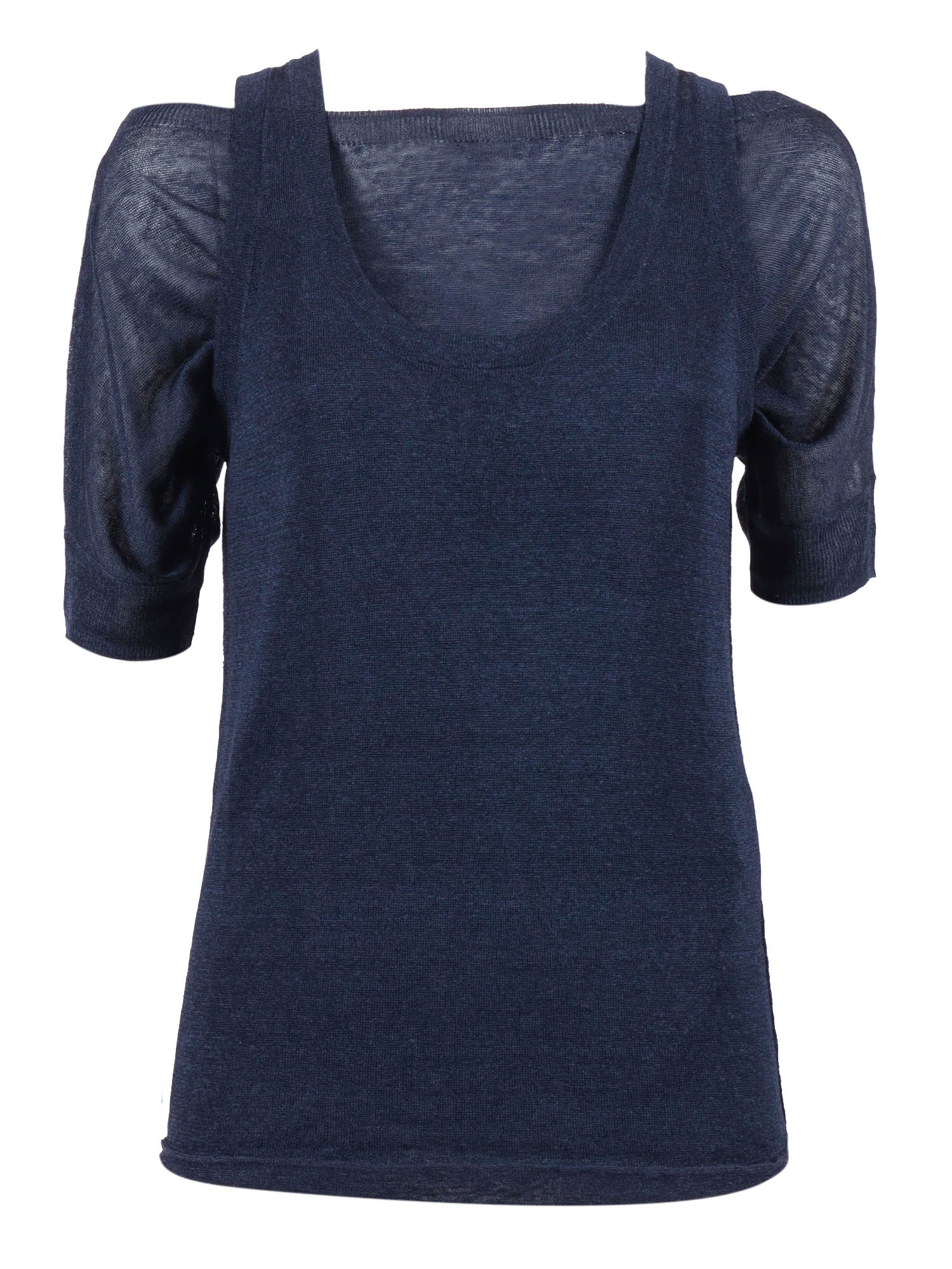 Sweater Blue Linen Viscose Crewneck