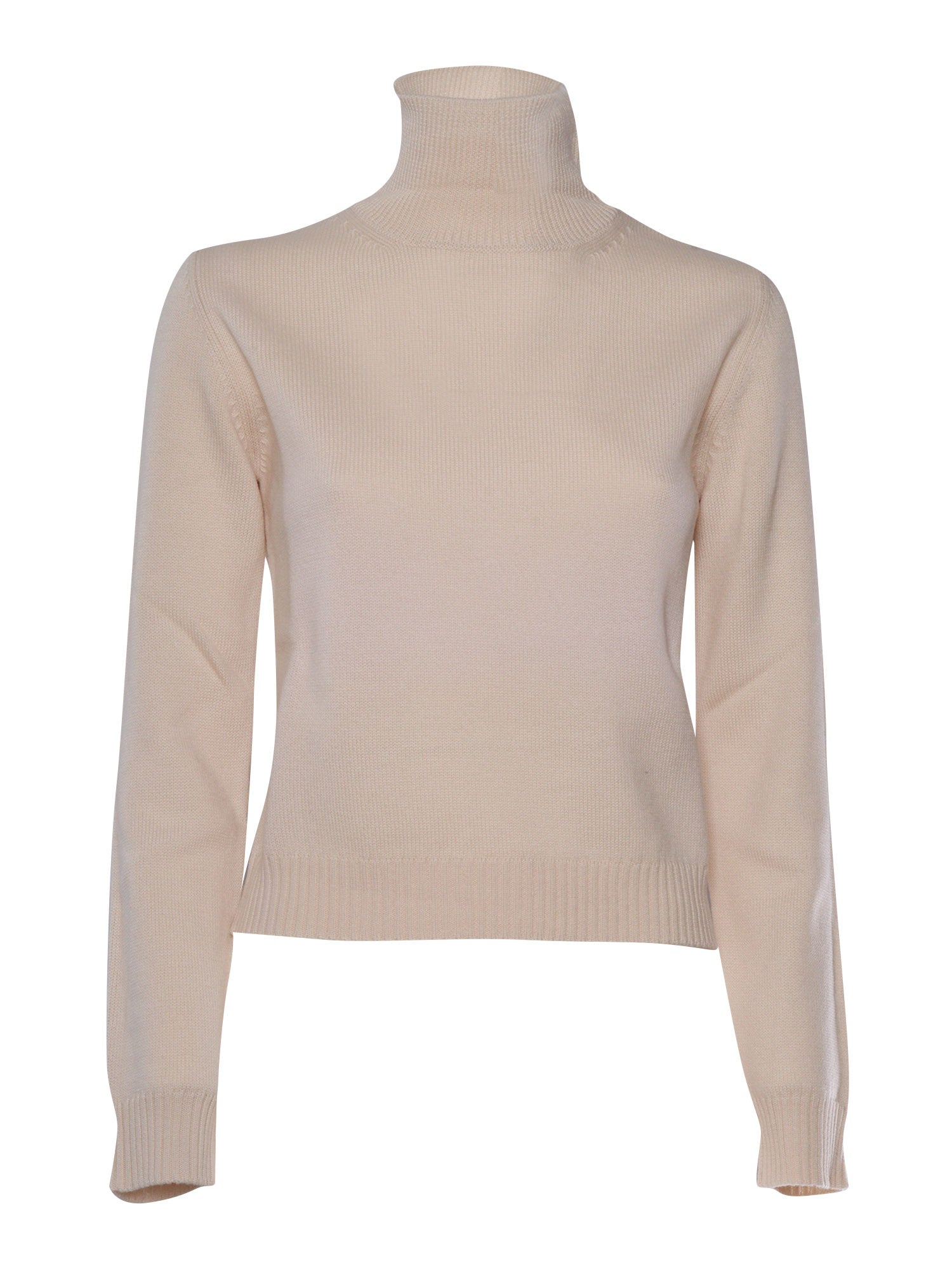 T Neck Pullover White Wool Turtleneck