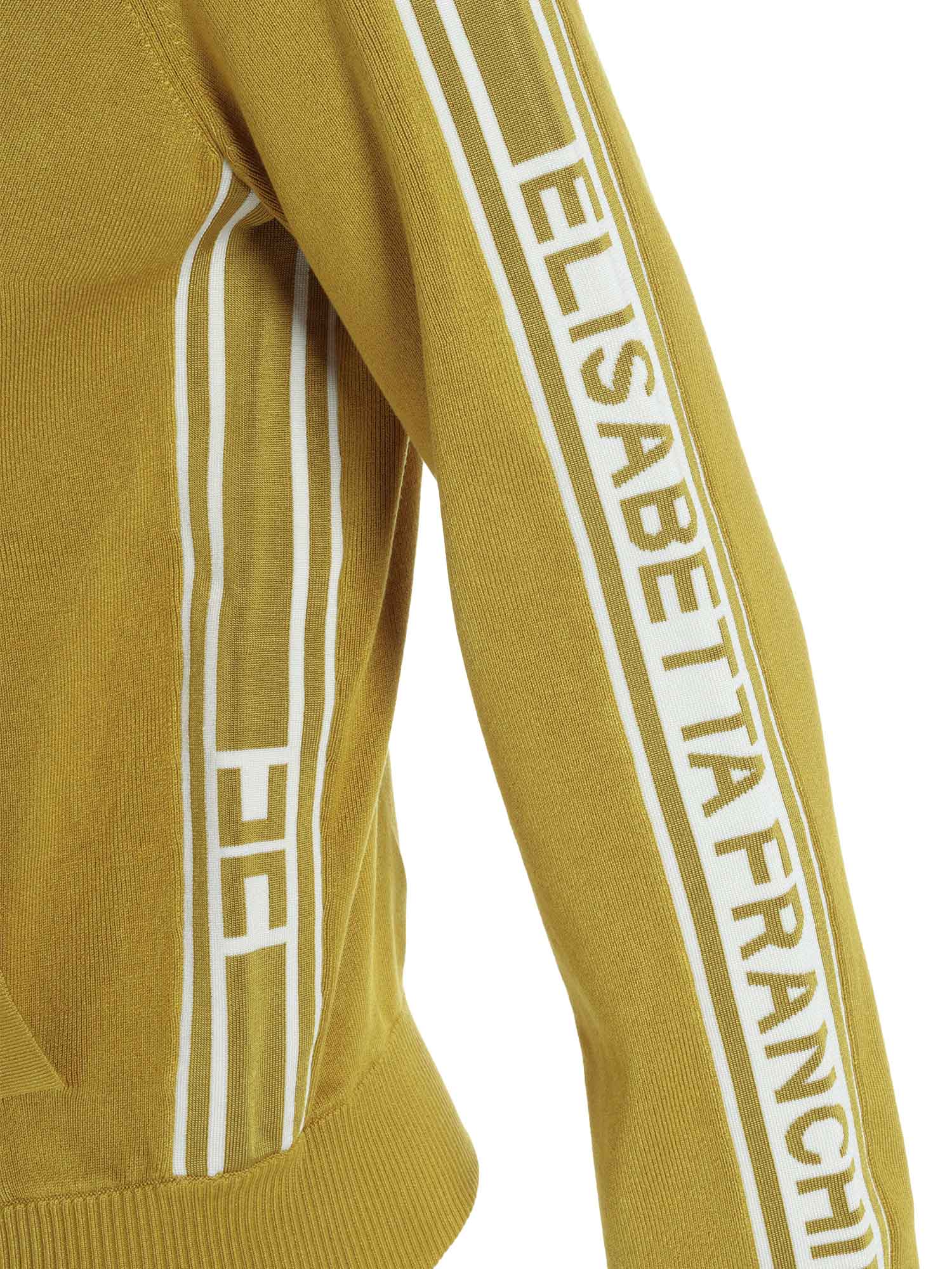 Tricot yellow sweater with logo Viscose Polyamide Crewneck