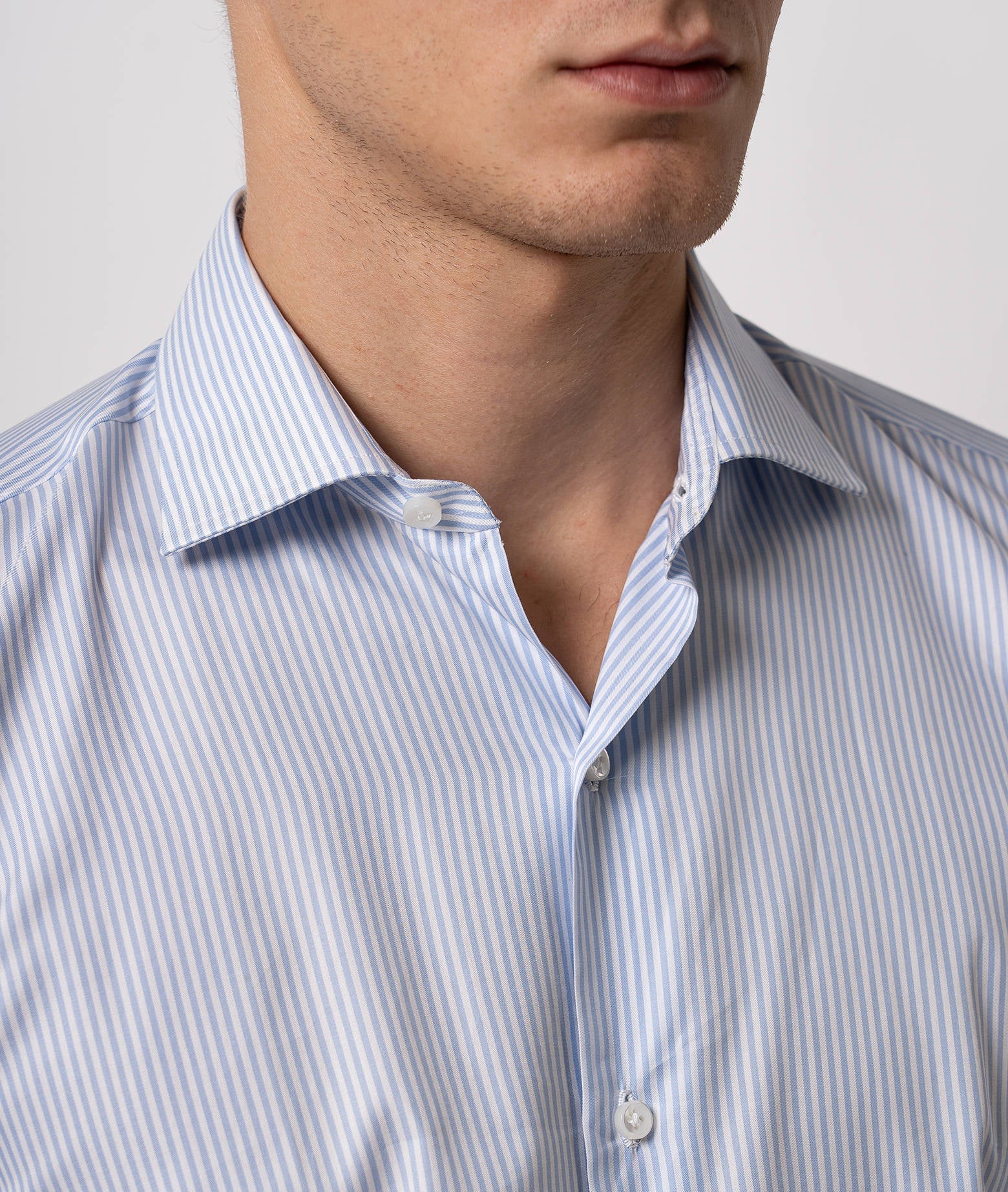 Tailored Cotton Shirt Times Lightblue Hand Made