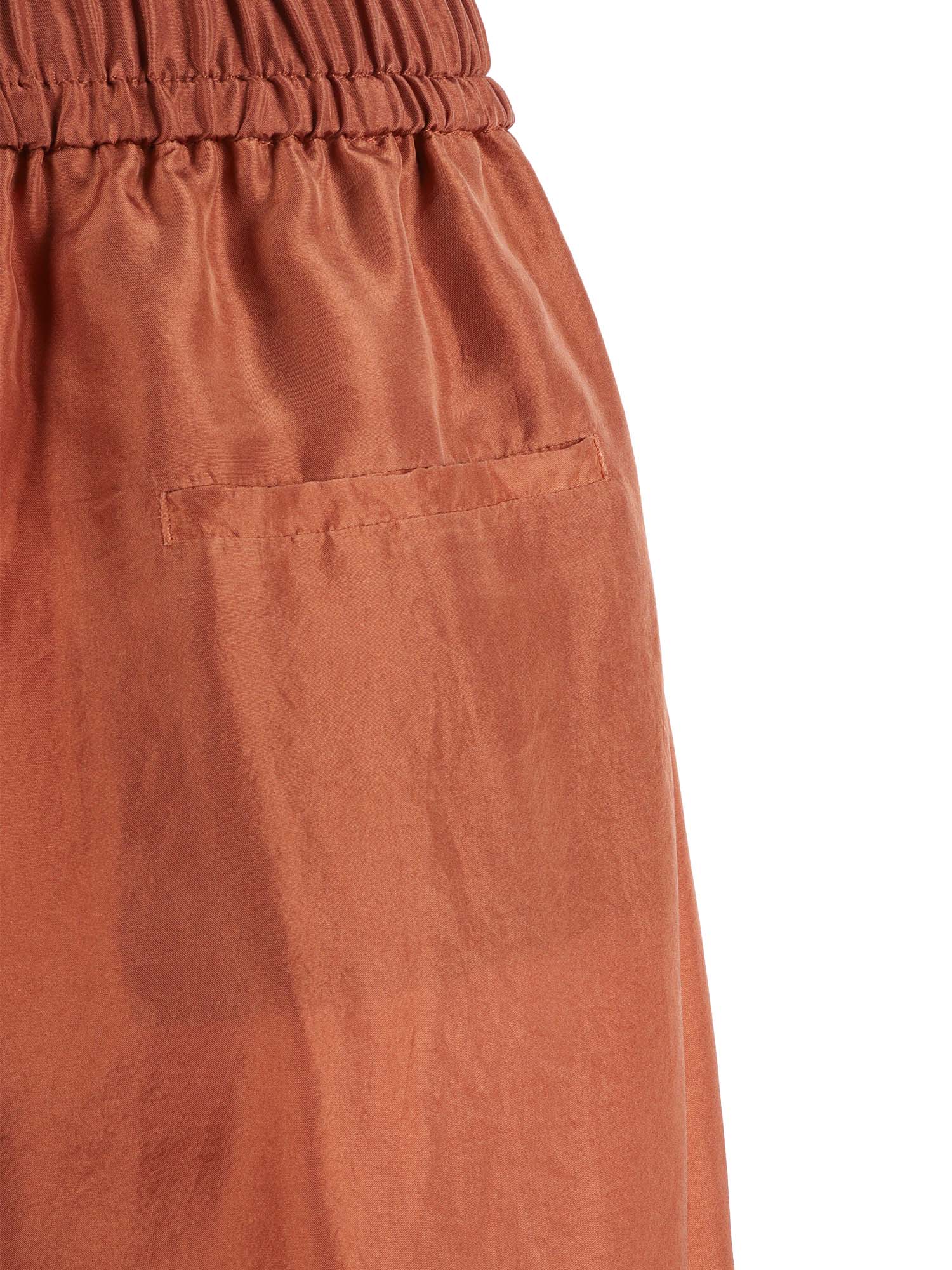 Drawstring Trousers Silk Habotai Brown