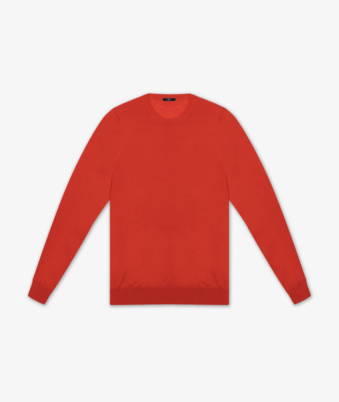 Merino Wool Sweater Barth Firebrick Long Sleeve Round Neck T-shirt