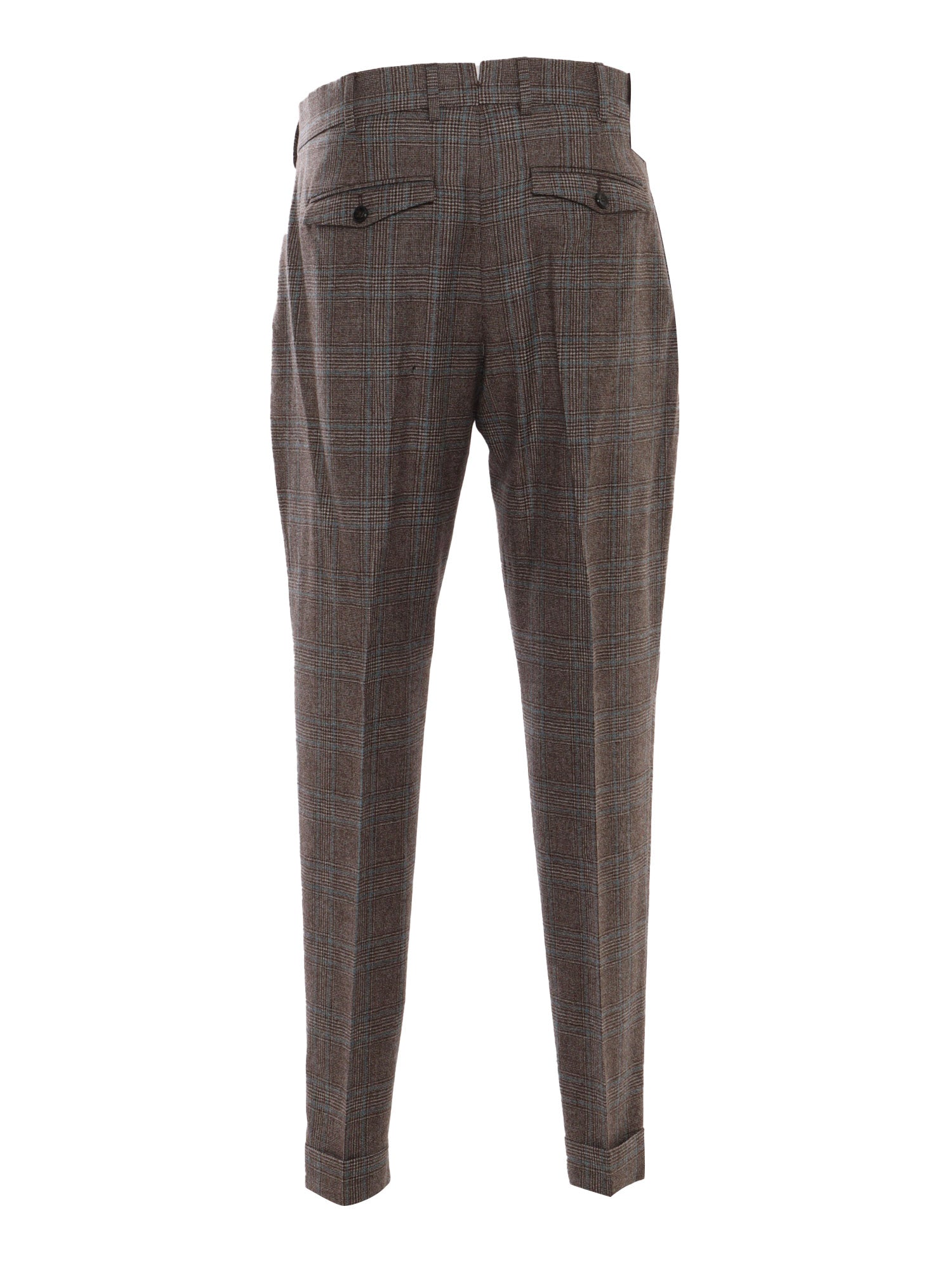 Rebel 1 Pleat, Diagonal Pockets, Flap Back Pockets Brown Virgin Wool Pant