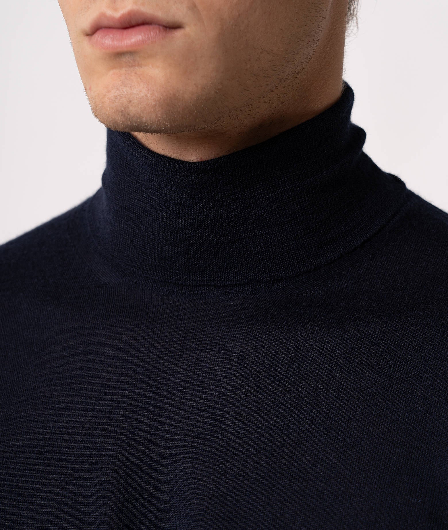 Turtleneck Cashmire And Silk Sweater Salisburgo Navy High Turtle Neck