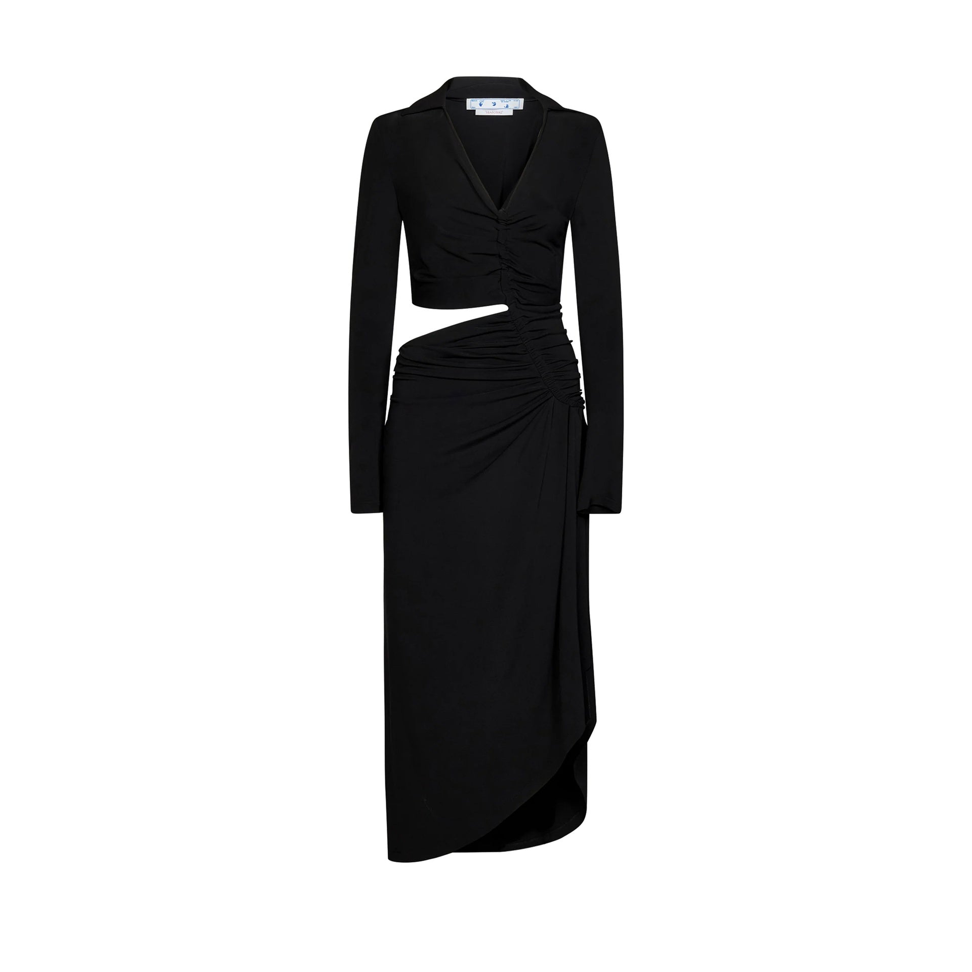 Off-White Cut-Out Midi Dress Black Elastane Viscose