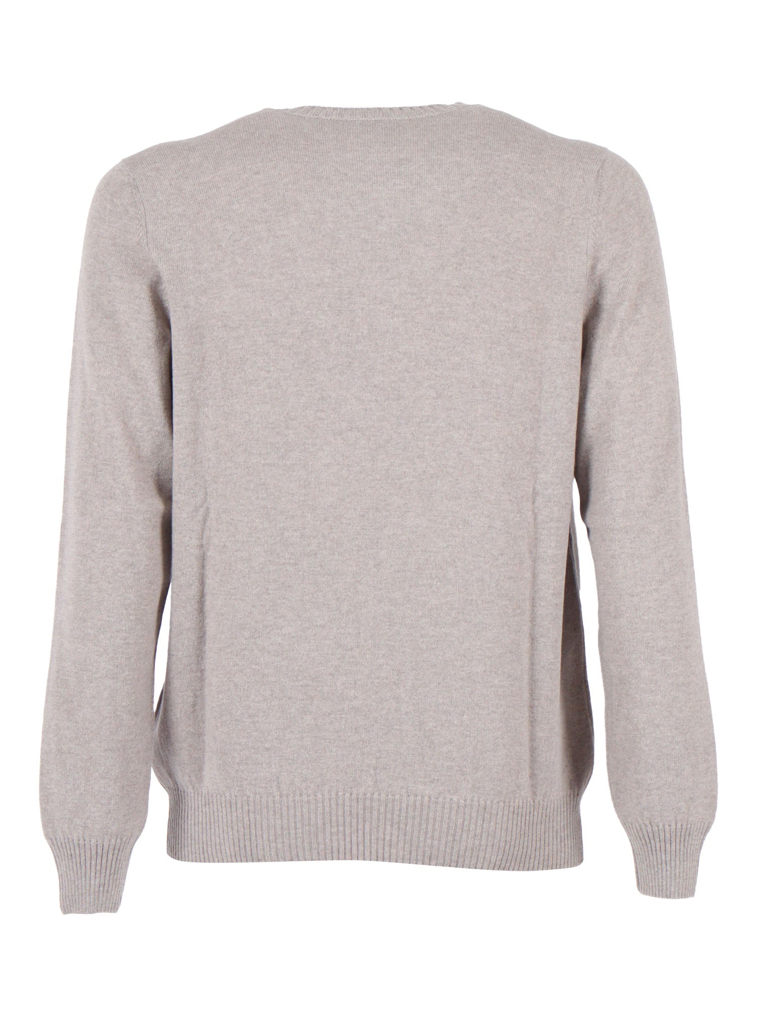 French Shoulder Crew Neck Slim Beige Cashmere Crewneck