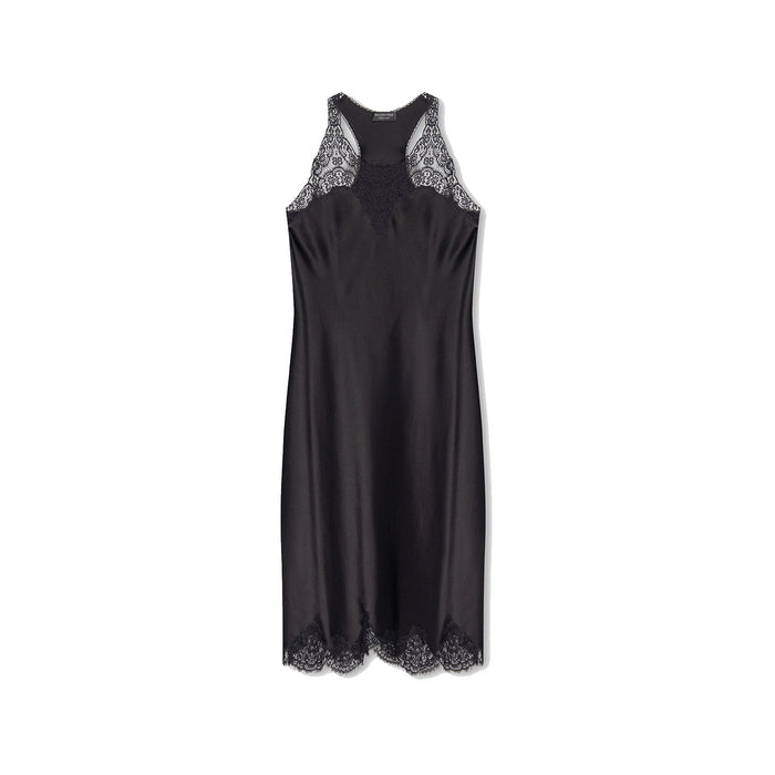 Satin Strappy Midi Dress Black Acetate Polyester