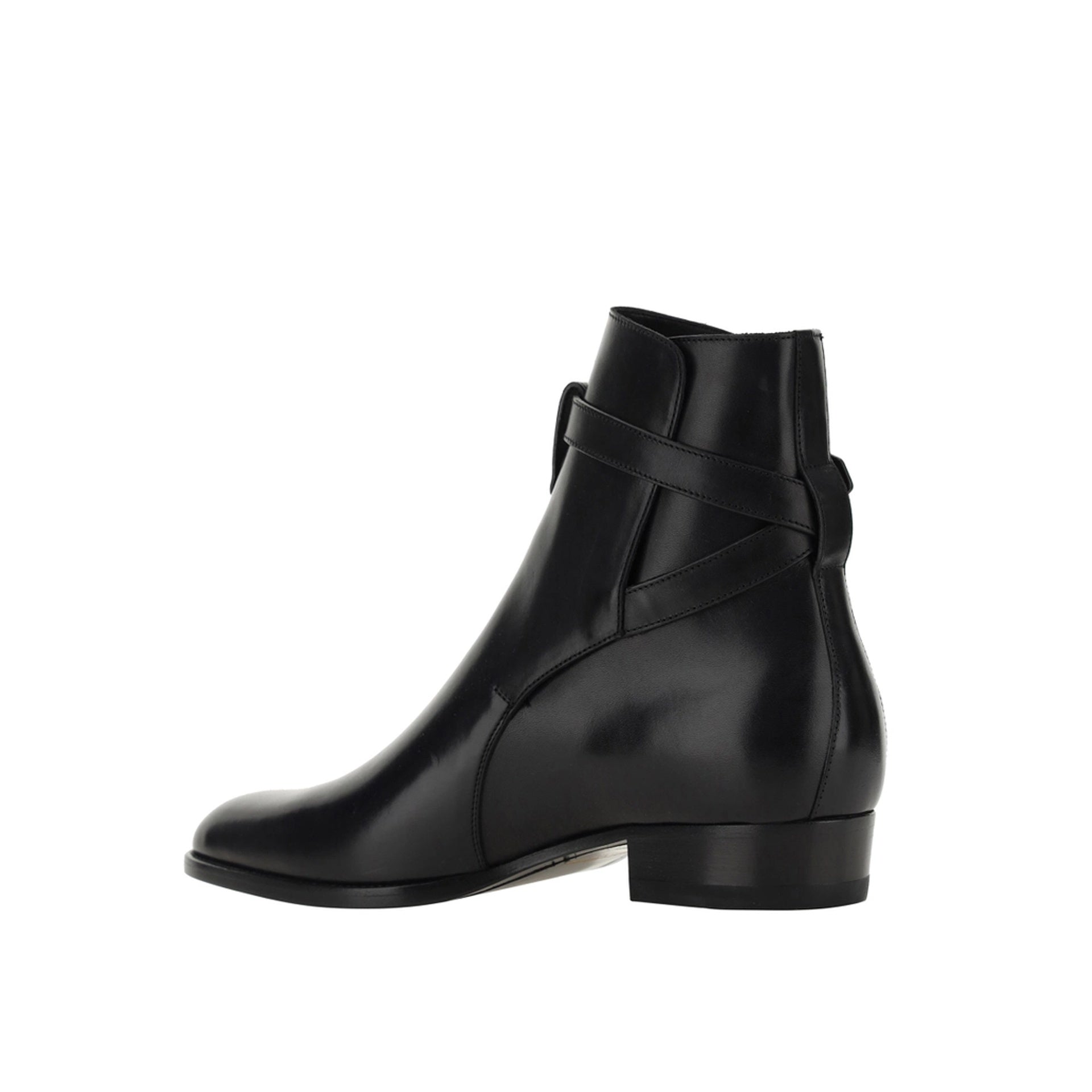 Saint Laurent Wyatt Jodhpur Ankle Boots Black Calf Leather