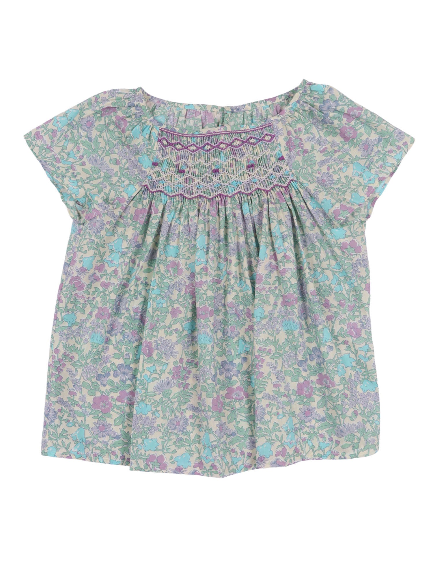 SMOCKEE GRENADE BLOUSE Light Blue Organic Cotton