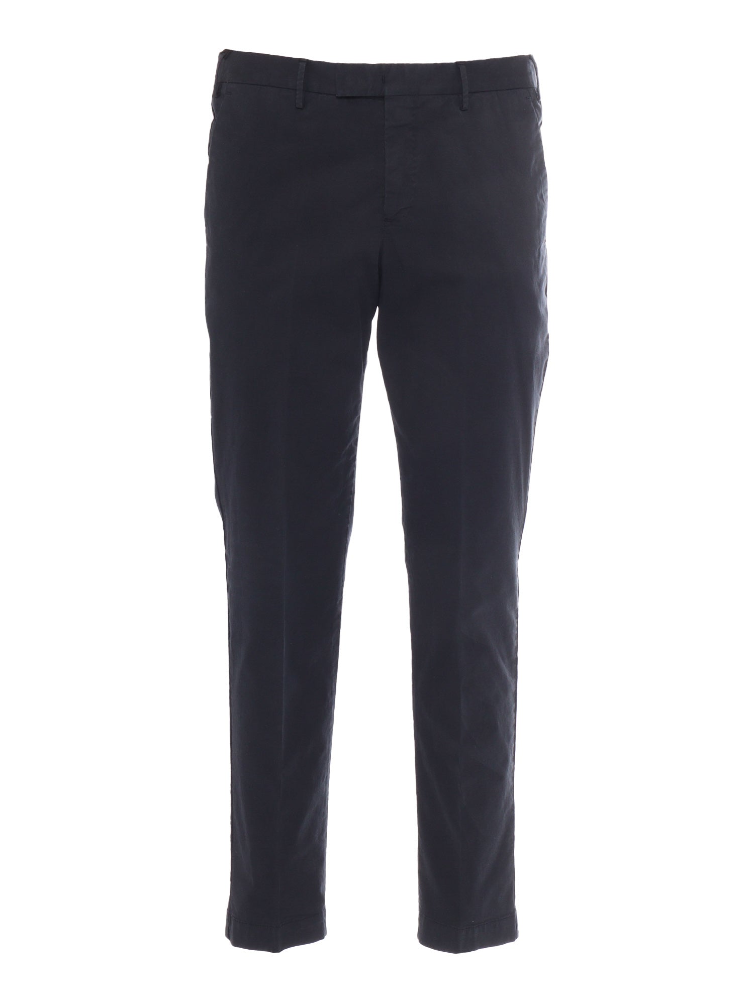 Trousers - MASTER, Flat Front, Diagonal Pockets, Flap Back Finished Blue Cotton Elastane Pant