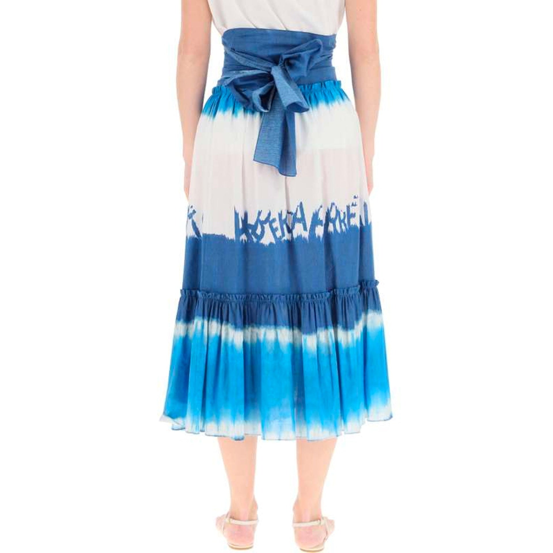 Tie Dye Midi Skirt Blue Cotton