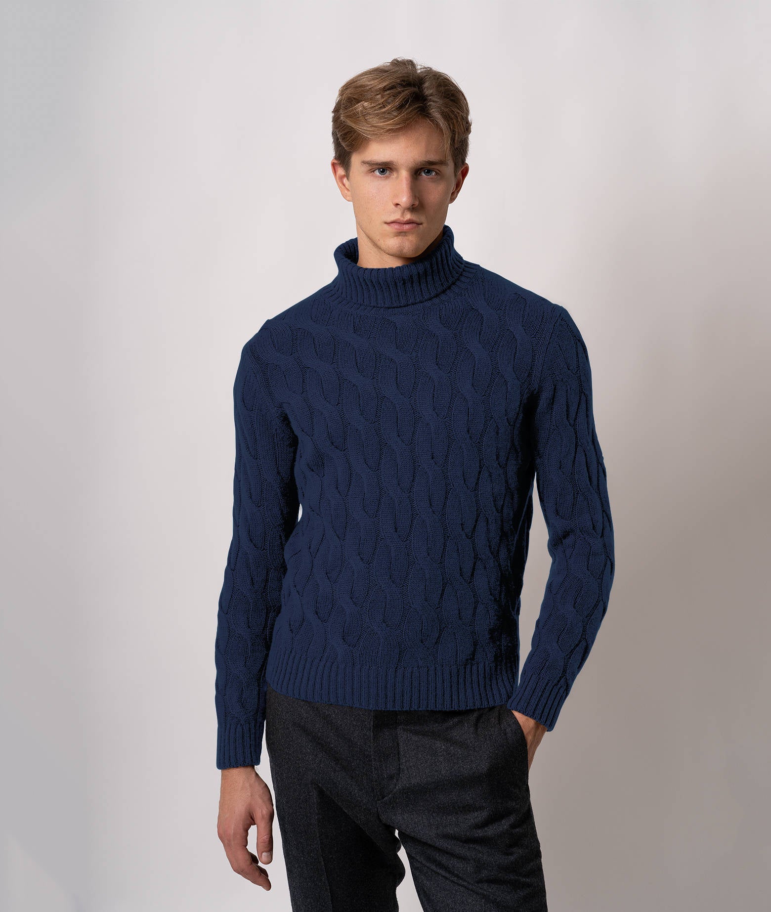 Turtleneck Cashmere Sweater Lapponia Blue Maglieria Dis/lav Pesante