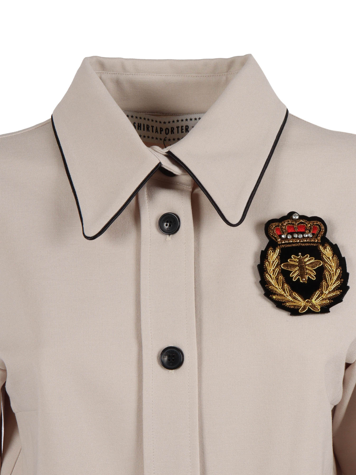 Shirt Piping With Pin Beige Viscose Nylon Elastane