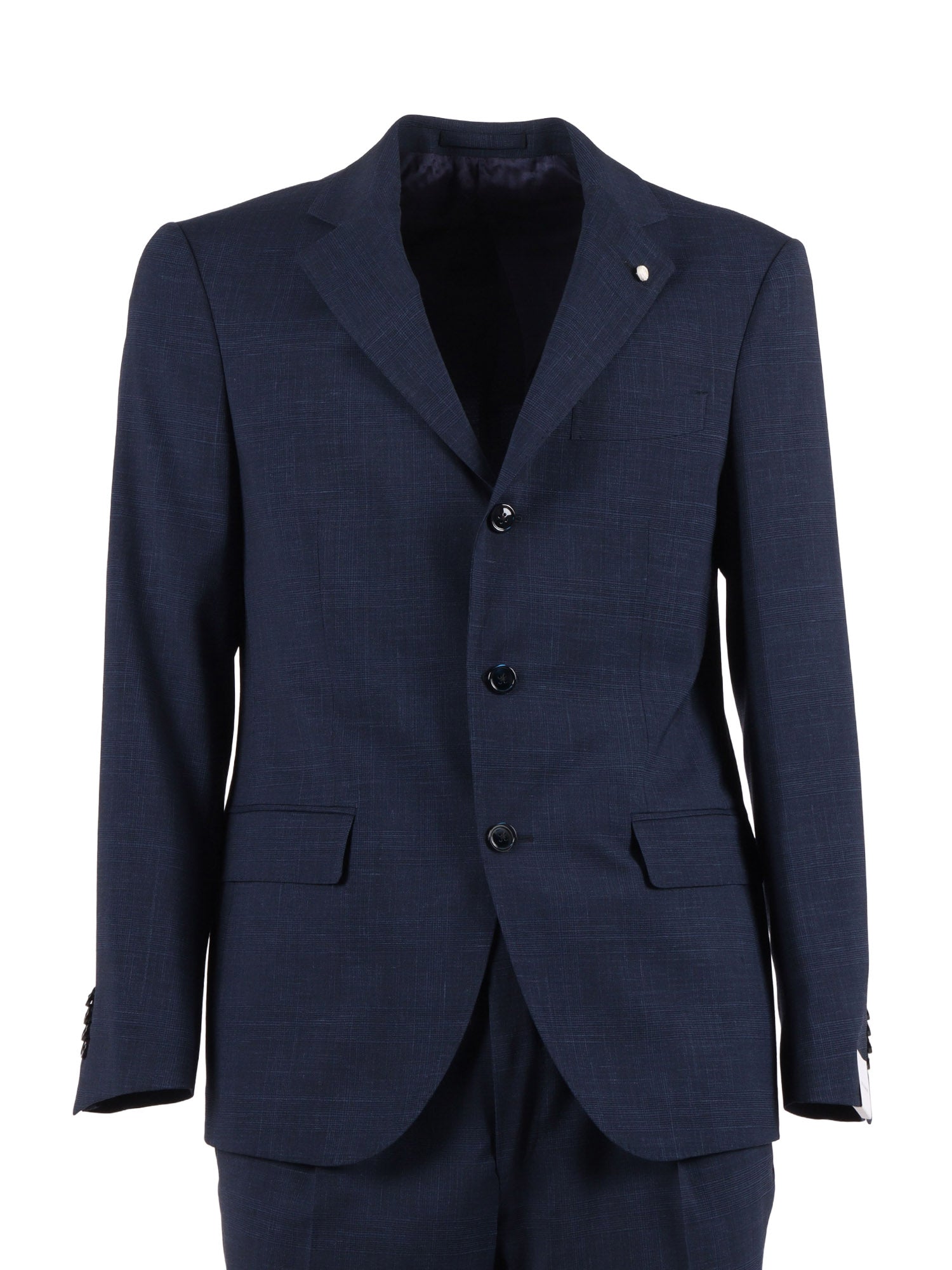 Suit Blue Virgin Wool Linen Elastane Dress