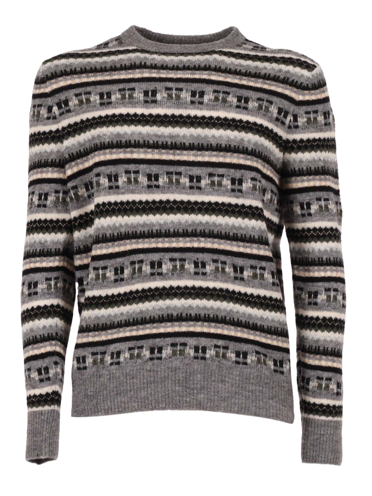 R Neck Pullover Grey Wool Polyamide Crewneck