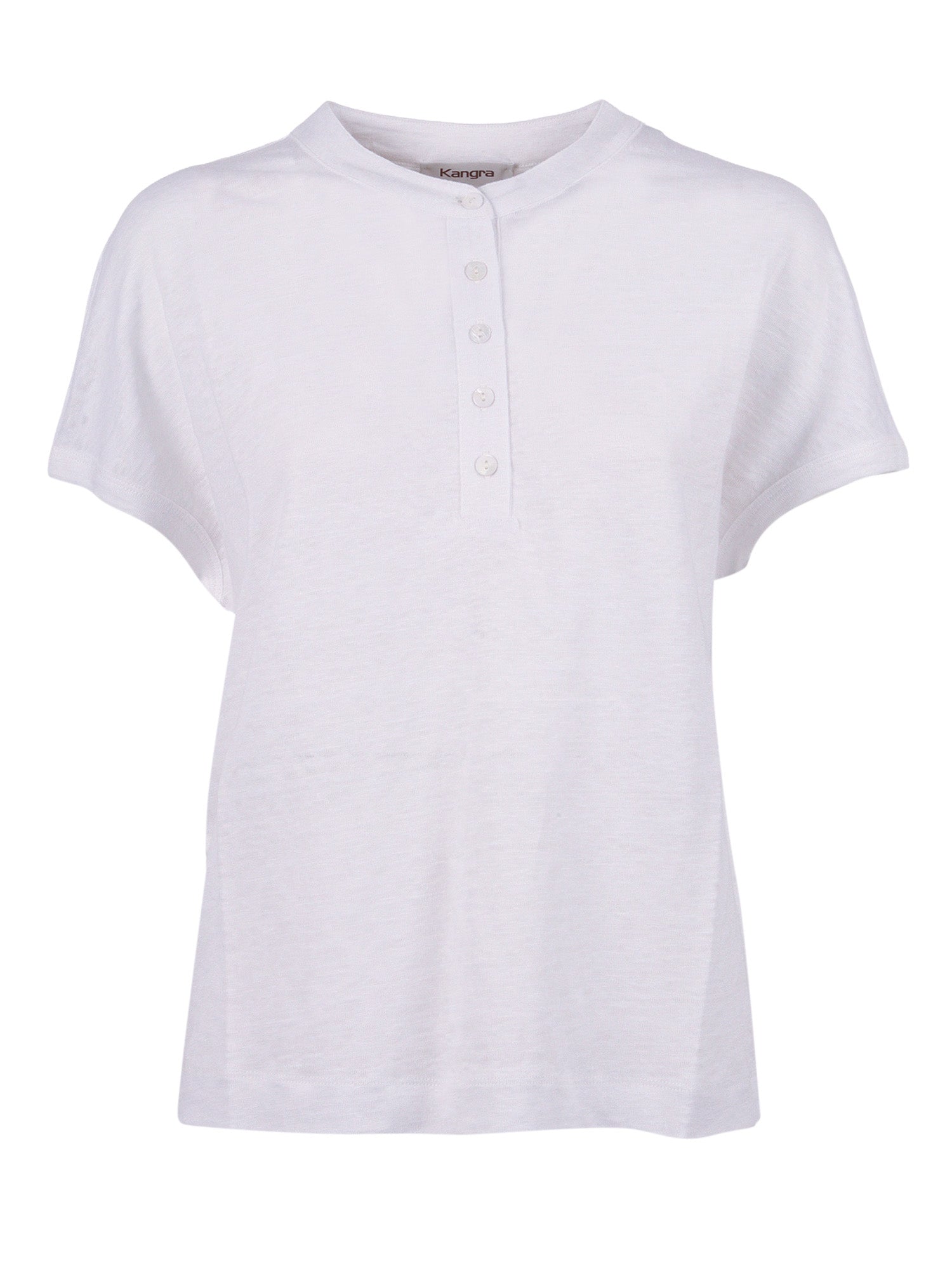 Linen Jersey Henley Shirt With Buttons White Lino Crewneck