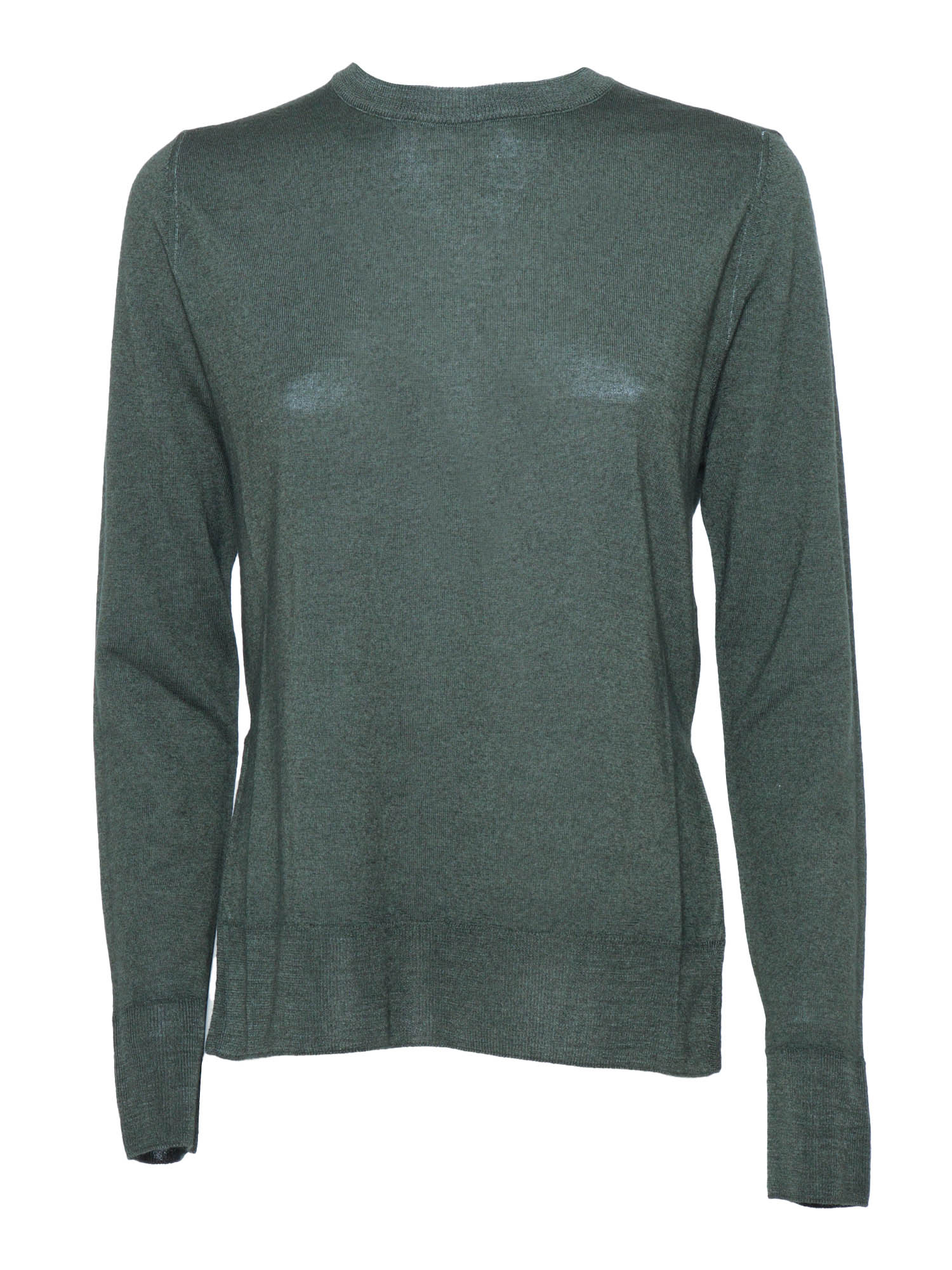 Woman Sweater Green Wool Crewneck