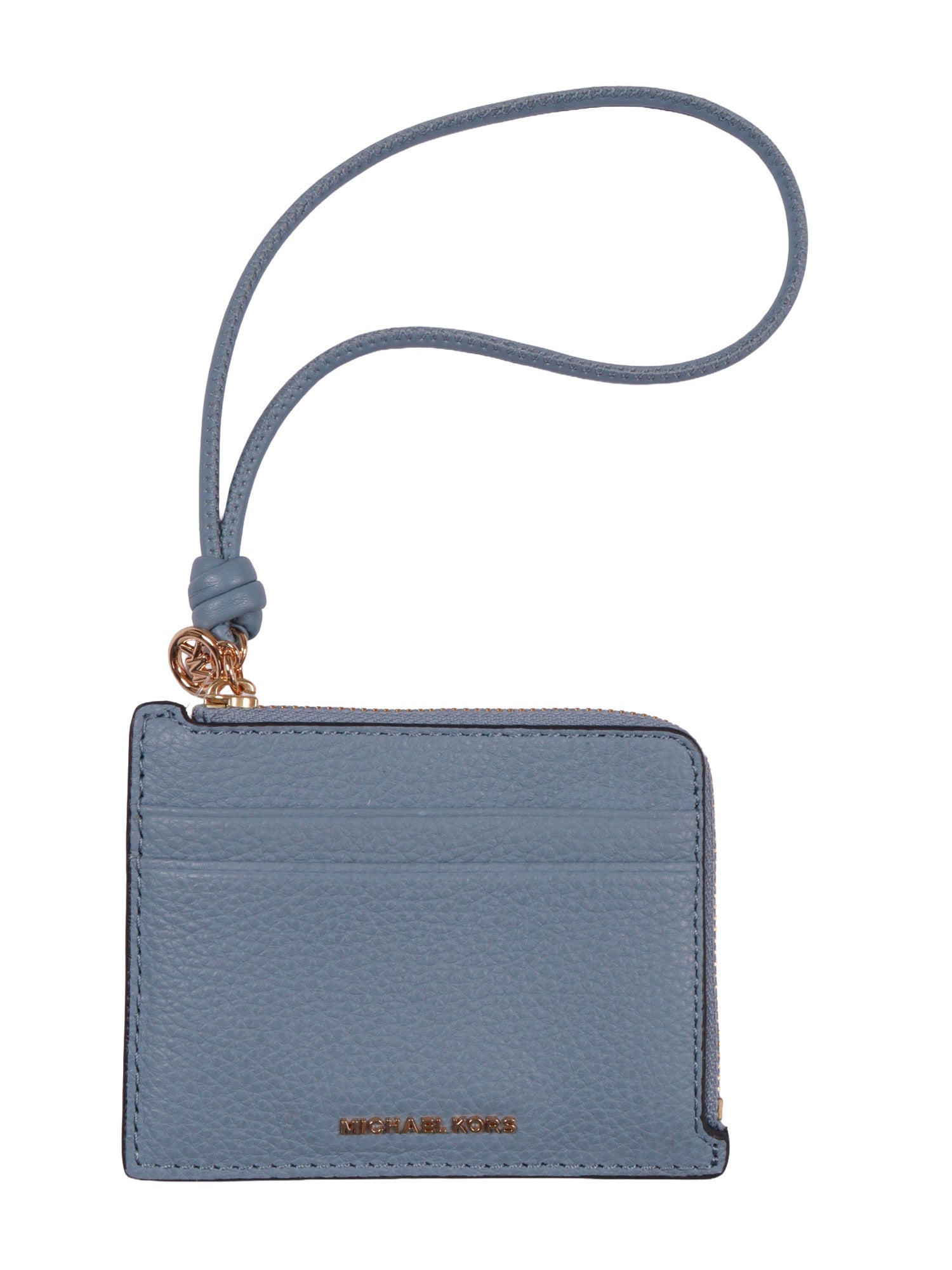 SM CARD CASE WRISTLET Light Blue Cow Leather Handbag