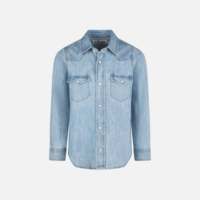 Boy Denim Linen Shirt Blue