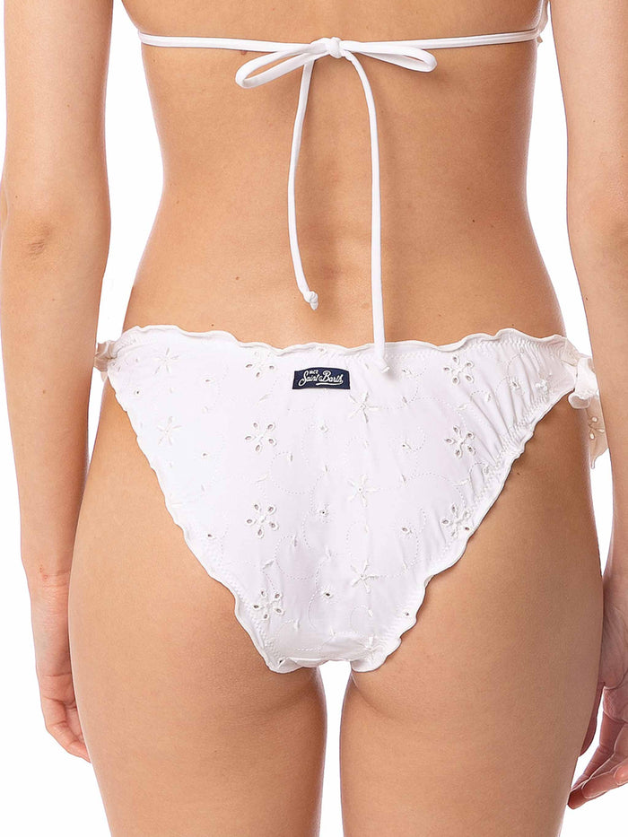 Moon White Swim Briefs With Piping Bottom