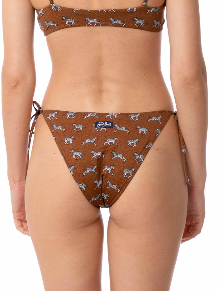 Virgo Zebra Print Swim Briefs Brown Bottom