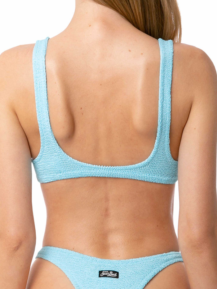 Naima Light Blue Crinkle Bralette Bikini Top
