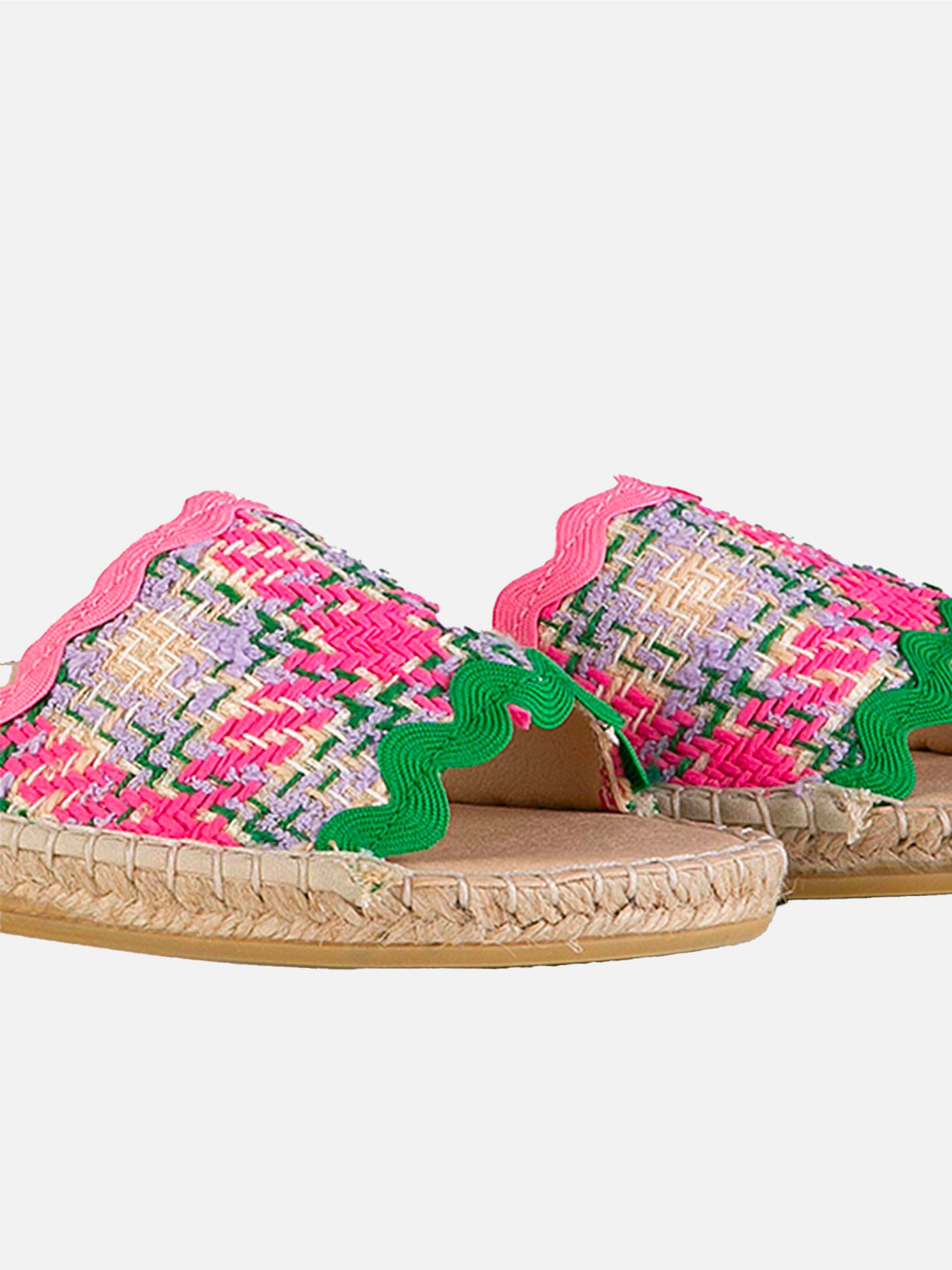 Luz Wave Espadrilla Slides With Tweed Pattern Pink Shoe