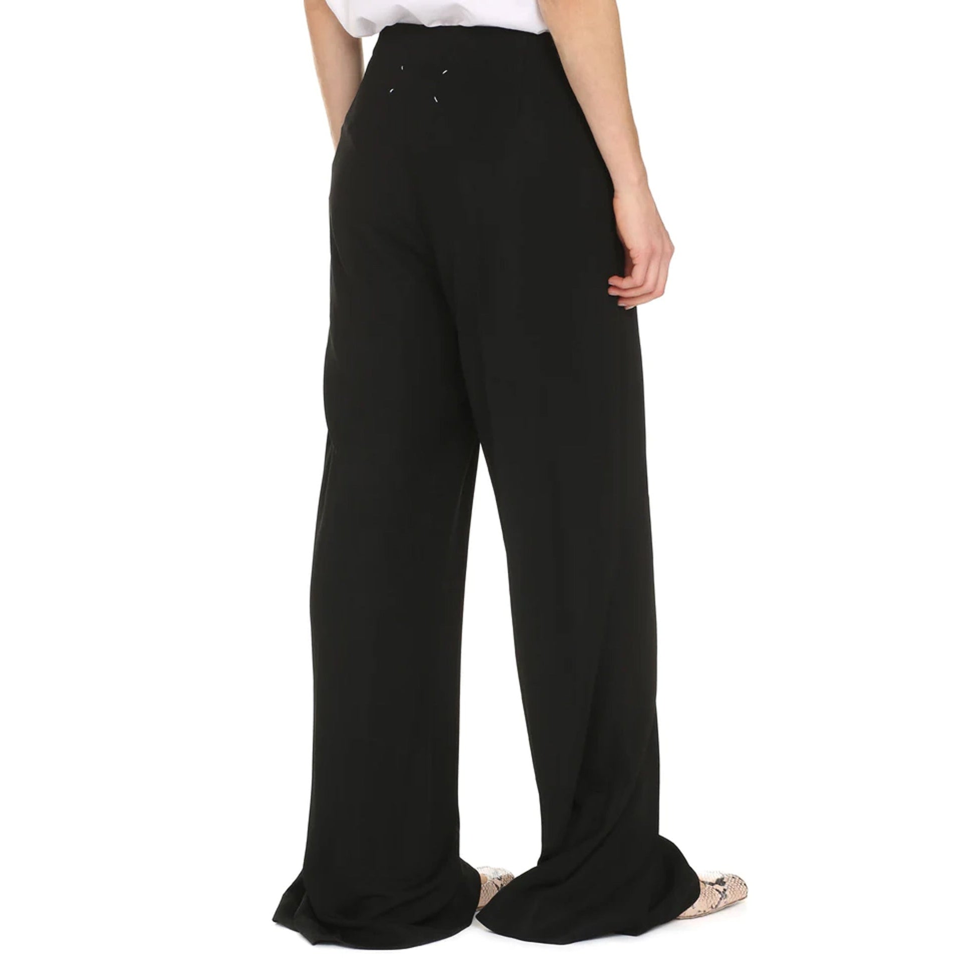 Wide-Leg Pants Black Viscose Polyamide