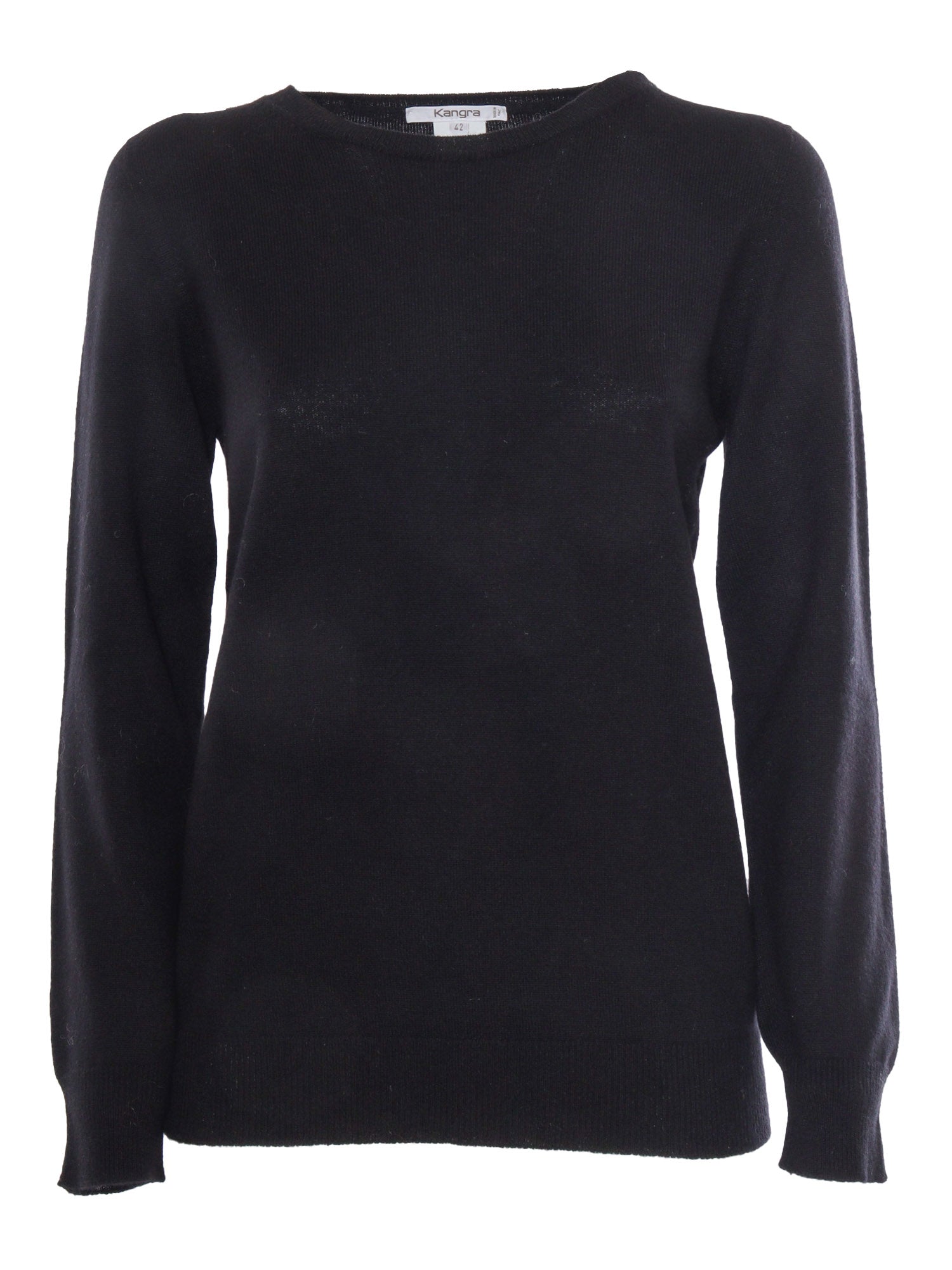 Roundneck Black Wool Cashmere Crewneck