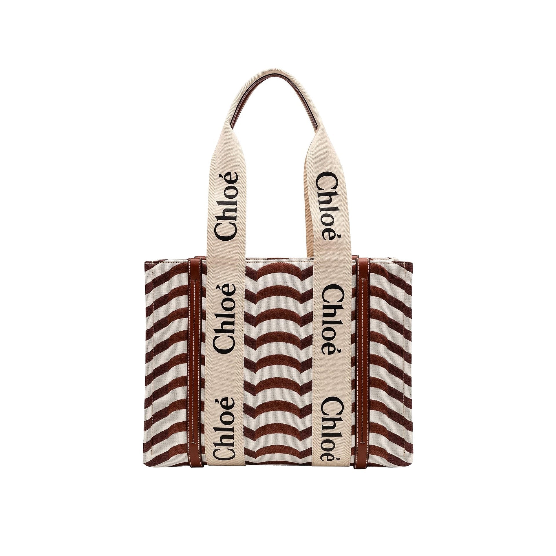 Chloé Woody Medium Tote Bag Beige Linen