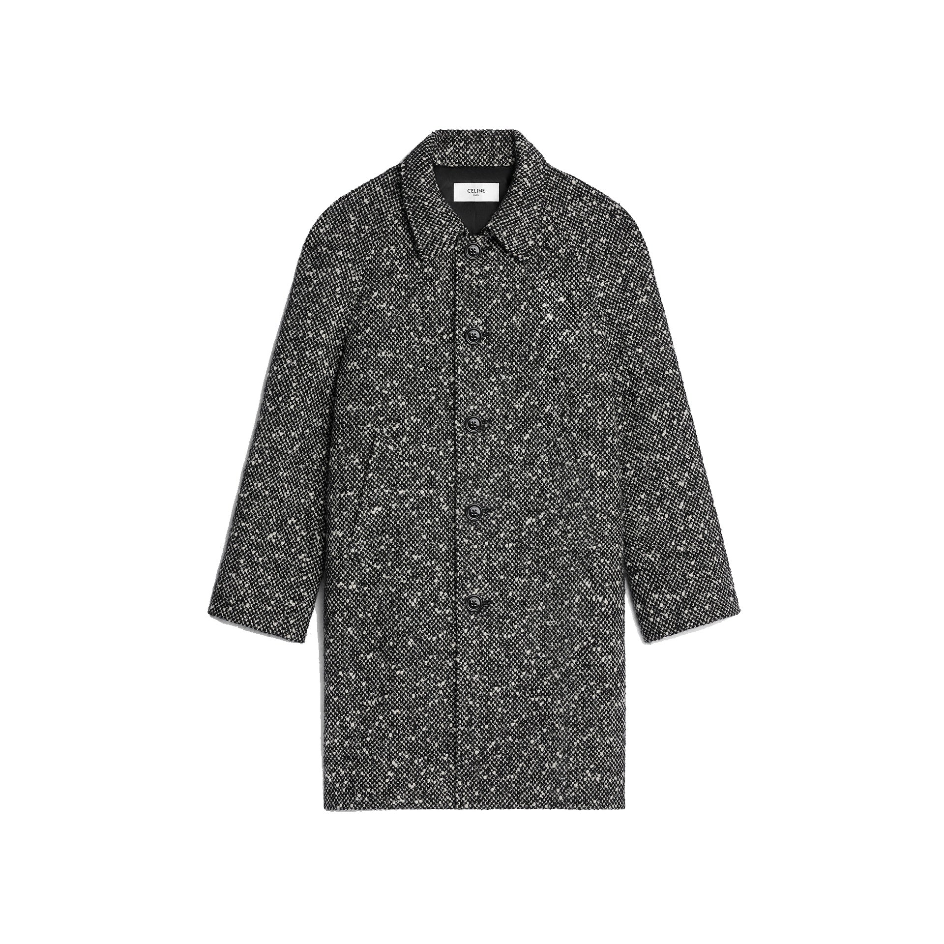Céline Camden Wool Tweed Coat Gray Mohair Polyamide