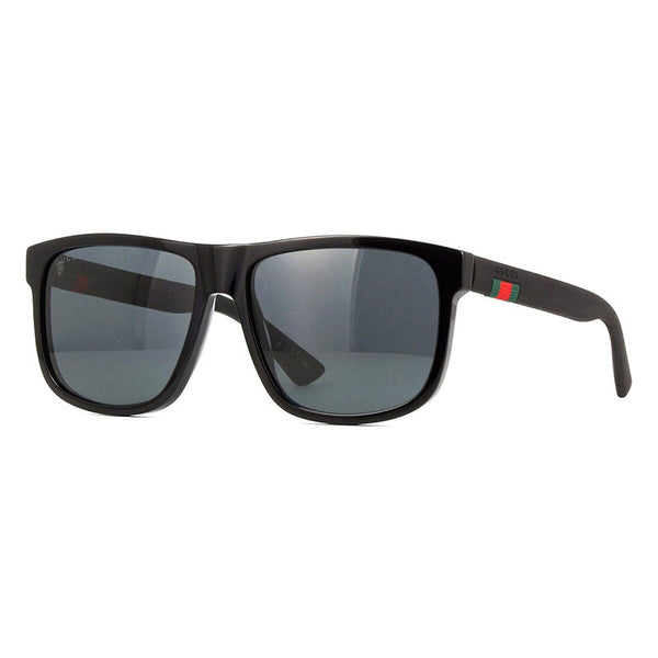 Gucci Sunglasses Square Full Rim, Grey-Black Frame And Grey Polarized Lens Gg0010s004