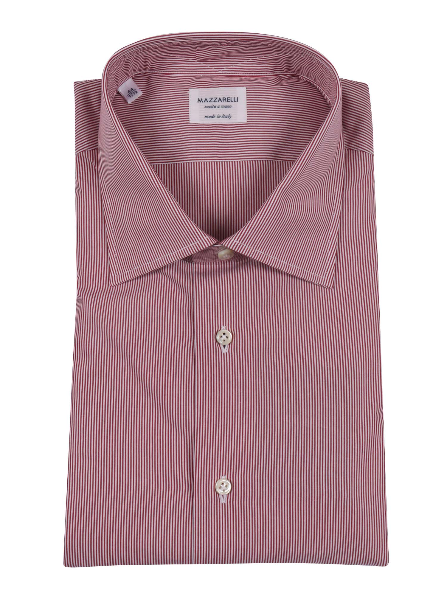 Striped Cotton Slim Fit Shirt Red