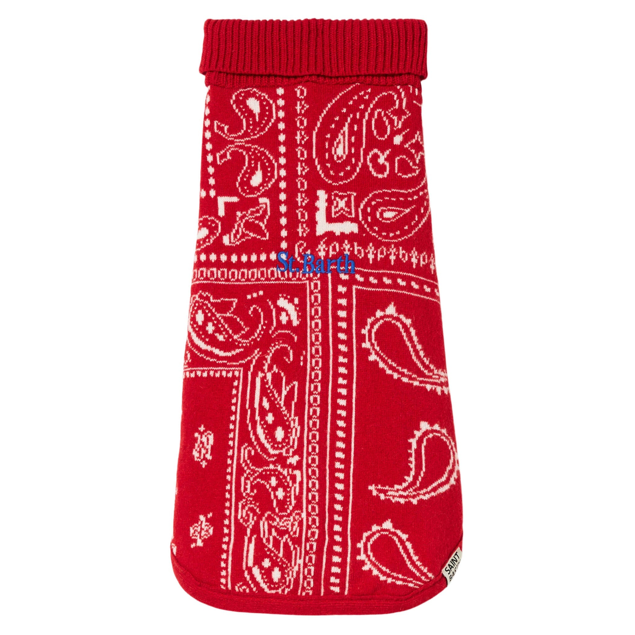Dog Sweater With Bandanna Jacquard Red